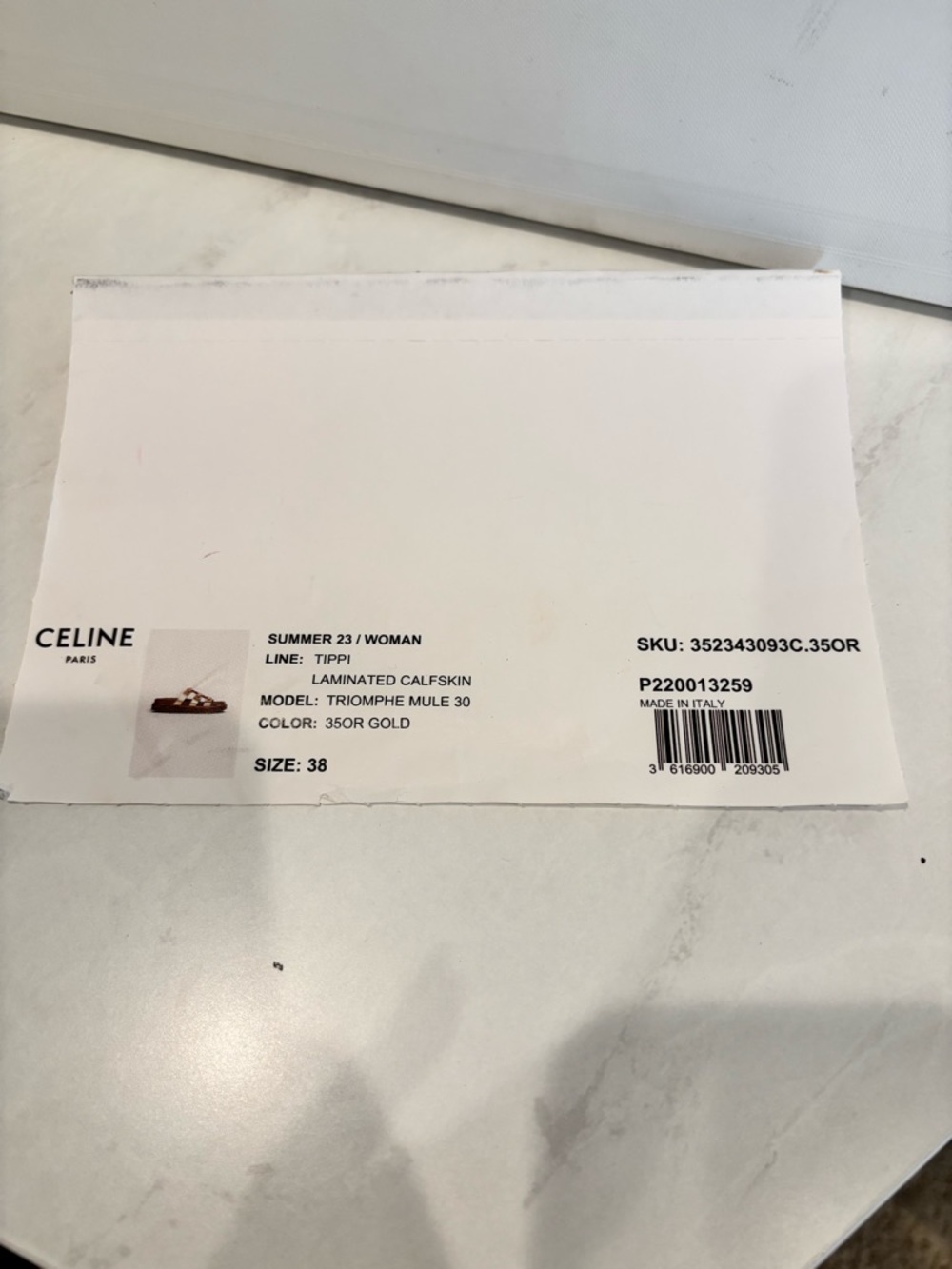 Celine Triomphe Mule 30 Metallic Gold Leather Triple-Strap Slides - Picture 13 of 14